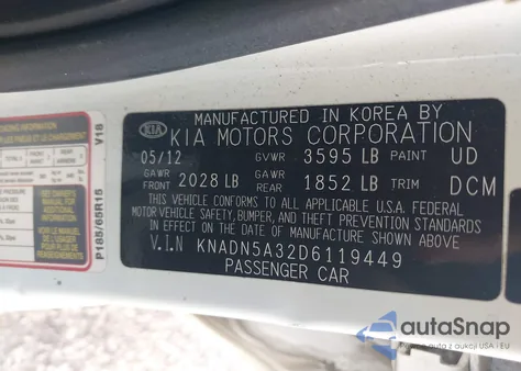 2013 Kia Rio Ex from USA, damaged, VIN KNADN5A32D6119449
